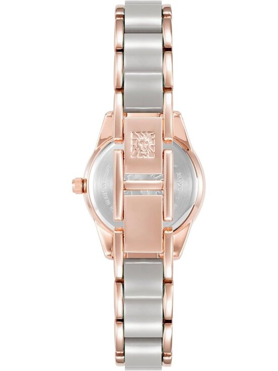 Anne Klein Women\'s Rose Gold Grey Analog Quartz Resin Bracelet Luxury Watch